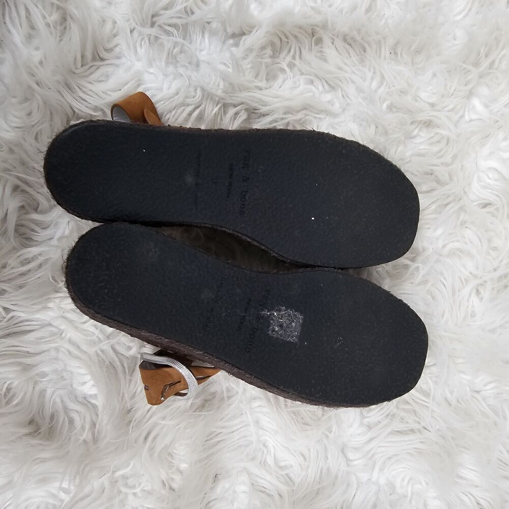 Rag & Bone Ansley Dark Brown Suede Buckle Espadrille Platform Summer Sandal 37 - Picture 5 of 11